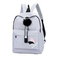 Stylish PU Grey Solid Backpack For Women-thumb1