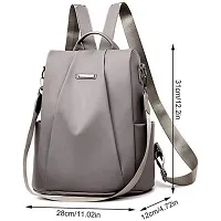 Stylish PU Grey Solid Waterproof Backpack For Women-thumb3
