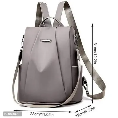 Stylish PU Grey Solid Waterproof Backpack For Women-thumb4