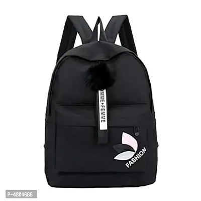 Stylish PU Black Solid Backpack For Women