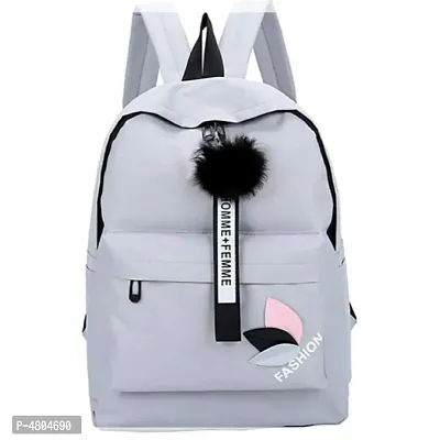 Stylish PU Grey Solid Backpack For Women