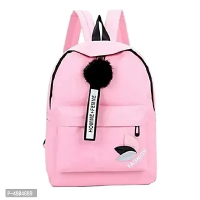Stylish PU Pink Solid Backpack For Women-thumb0
