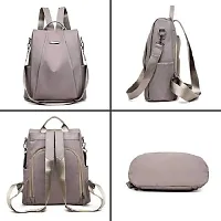 Stylish PU Grey Solid Waterproof Backpack For Women-thumb1