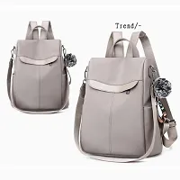 Stylish PU Grey Solid Backpack For Women-thumb1