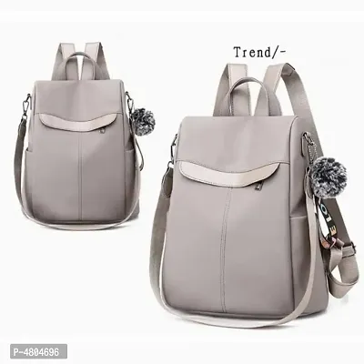 Stylish PU Grey Solid Backpack For Women-thumb2
