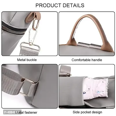 Stylish PU Grey Solid Zipper Backpack For Women-thumb3
