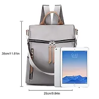 Stylish PU Grey Solid Zipper Backpack For Women-thumb1