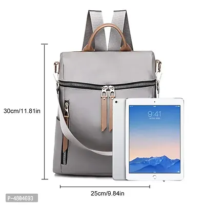 Stylish PU Grey Solid Zipper Backpack For Women-thumb2