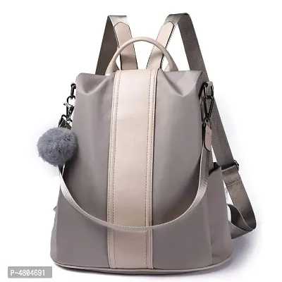 Stylish PU Grey Solid Backpack For Women-thumb0