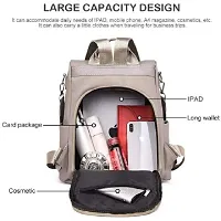 Stylish PU Grey Solid Waterproof Backpack For Women-thumb2
