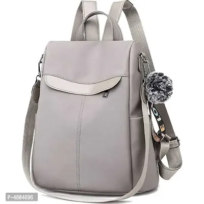 Stylish PU Grey Solid Backpack For Women-thumb0
