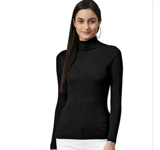 FITRAAX RK MART High Neck Full Sleeve Ribbed Streachable Top for Women
