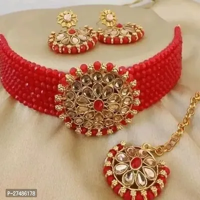 Designer Alloy Jewellery Set With Mang Tika For Women-thumb0