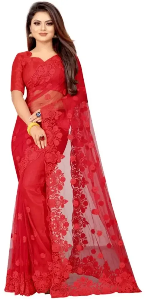 Stylish Blend Saree With Blouse Piece For Women