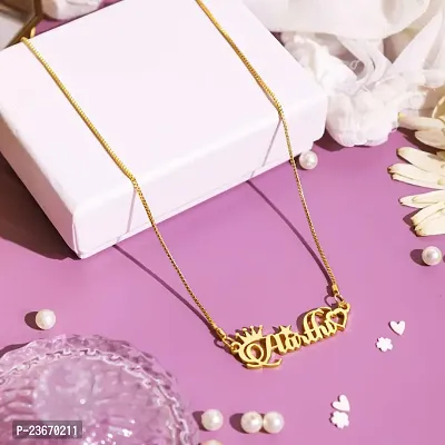 Stylish Brass Golden My Name Pendant With Necklace For Women-thumb0