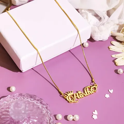 Stylish Brass Golden My Name Pendant With Necklace For Women