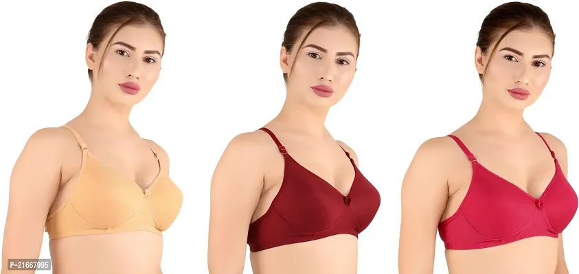 Stylish Multicoloured Cotton Blend Solid Bras For Women Pack Of 3-thumb4