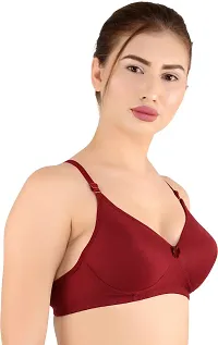 Stylish Maroon Cotton Blend Solid Bras For Women Pack Of Single-thumb2