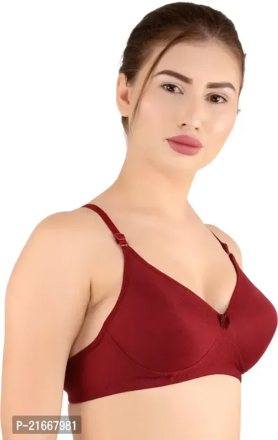 Stylish Maroon Cotton Blend Solid Bras For Women Pack Of Single-thumb3