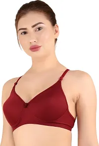 Stylish Maroon Cotton Blend Solid Bras For Women Pack Of Single-thumb4