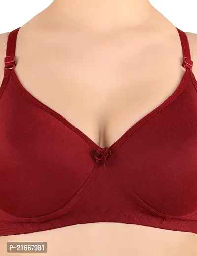 Stylish Maroon Cotton Blend Solid Bras For Women Pack Of Single-thumb4