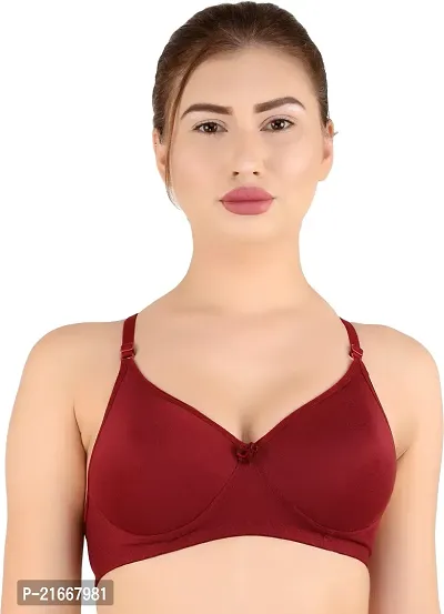 Stylish Maroon Cotton Blend Solid Bras For Women Pack Of Single