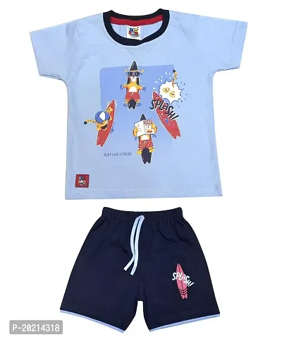 KIDEON Baby Boy's Cotton Casual Printed Half Sleeve T-Shirt and Shorts Set (Kideon3-P)-thumb0