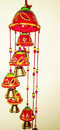 Comelyns Rajasthani Painting Design 7 Bells Decorative Hanging Wind Chimes-thumb1