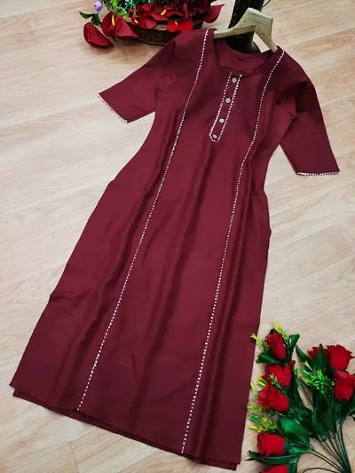 Women Cotton Solid A-Line Kurti