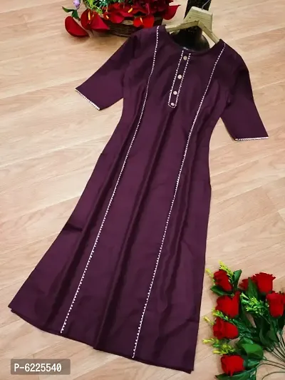 Magenta Cotton Solid Kurtas For Women