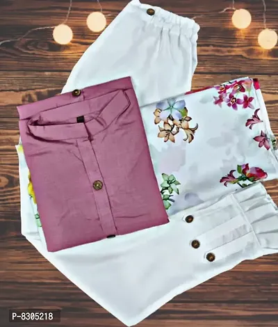 Stylish Fancy Cotton Kurti With Pant And Dupatta Set For Women-thumb0