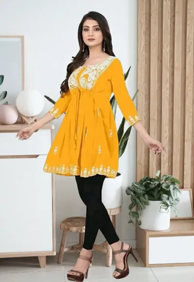 Stylish Georgette Embroidered Short Kurti