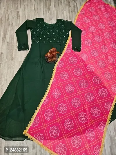 Fancy Georgette Gown With Dupatta For Women-thumb0