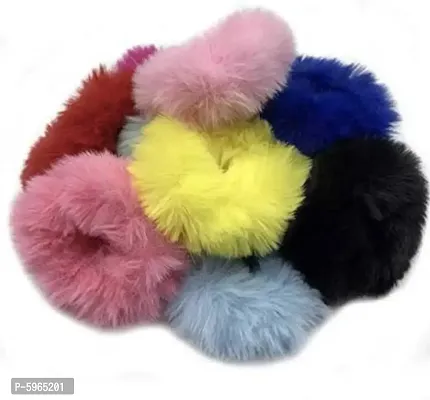 6 Pieces Fur Hair Scrunchies-thumb0