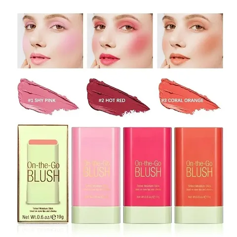 Cream Blush Stick - Multi-Use Makeup Stick for Cheeks and Lips with Hydrating Formula, 2-in-1 Beauty Blush Stick with Soft Cream