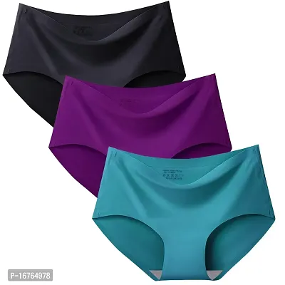 Stylish Women  and  Girl Panty Regular Wear Multicolor Seamless Lycra Cotton Panty (Pack of 3)-thumb0