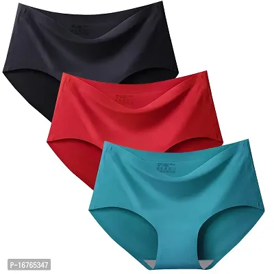 Stylish Women  and  Girl Panty Regular Wear Multicolor Seamless Lycra Cotton Panty (Pack of 3)-thumb0