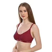 Stylish Maroon Cotton Solid front 6 hook Bras For Women (Pack Of 1)-thumb2