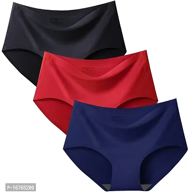 Stylish Women  and  Girl Panty Regular Wear Multicolor Seamless Lycra Cotton Panty (Pack of 3)-thumb0