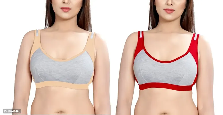 Stylish Cotton Solid Joky Sport Bras For Women (Pack Of 2)-thumb0