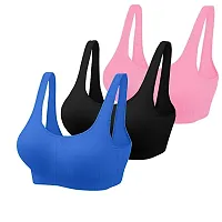 Stylish Multicoloured Cotton Solid Airsport Bras For Women (Pack Of 3)-thumb1