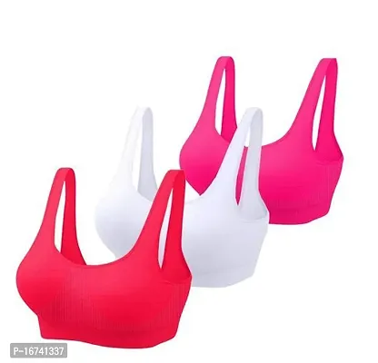 Stylish Multicoloured Cotton Solid Airsport Bras For Women (Pack Of 3)-thumb0