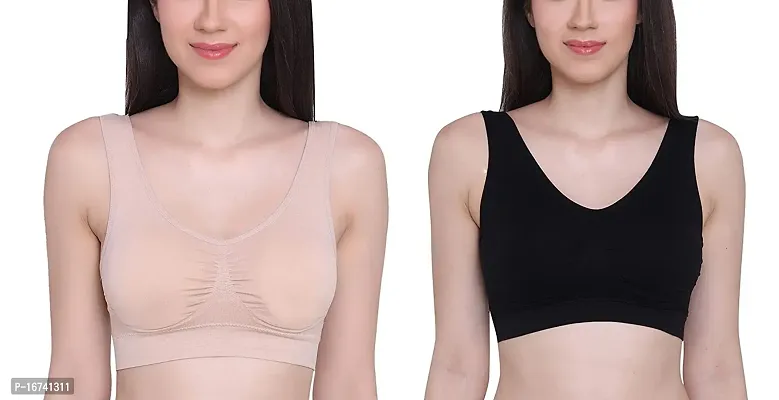 Stylish Cotton Solid Airsport Bras For Women (Pack Of 2)-thumb0