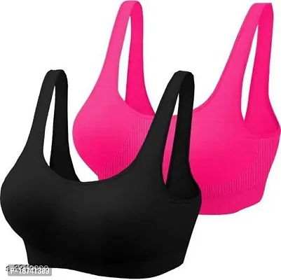 Stylish Cotton Solid Airsport Bras For Women (Pack Of 2)