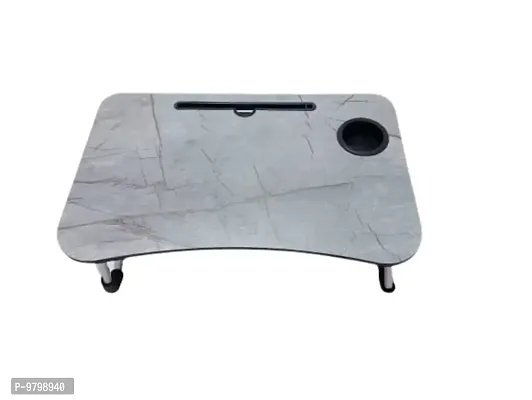 Trendy Grey Study Table Portable Wood Multifunction Laptop-Table Lapdesk Holder Bed Study Table-thumb0