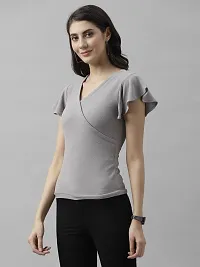 Elegant Lycra Grey Solid Top For Women-thumb1
