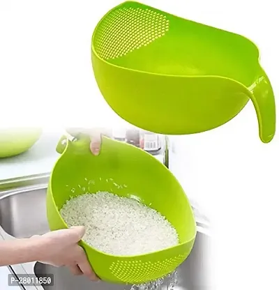 Classic Plastic Handle Bowl For Rice Fruits Vegetable Noodles Pasta Washing Bowl And Strainer For Storing And Straining -Pack Of 2