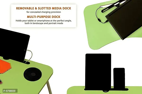 Trendy Green Study Table Portable Wood Multifunction Laptop-Table Lapdesk Holder Bed Study Table-thumb3