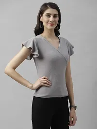 Elegant Lycra Grey Solid Top For Women-thumb2