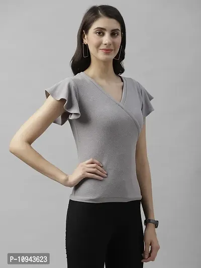 Elegant Lycra Grey Solid Top For Women-thumb3